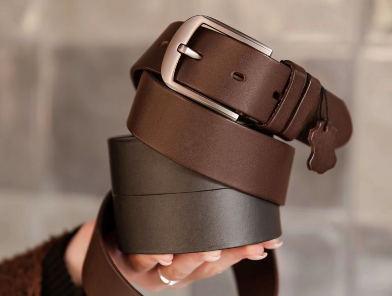 Men's brown belt, width 4 cm