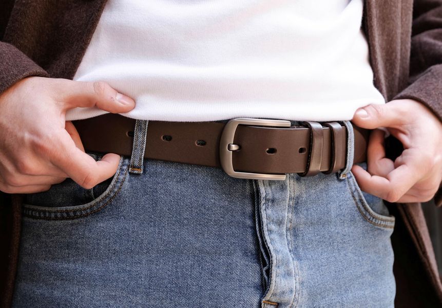 Men's brown belt, width 4 cm